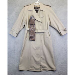 Vintage Degrees Trench Coat Women's‎ Size 8 Beige Overcoat Floral Zip Liner